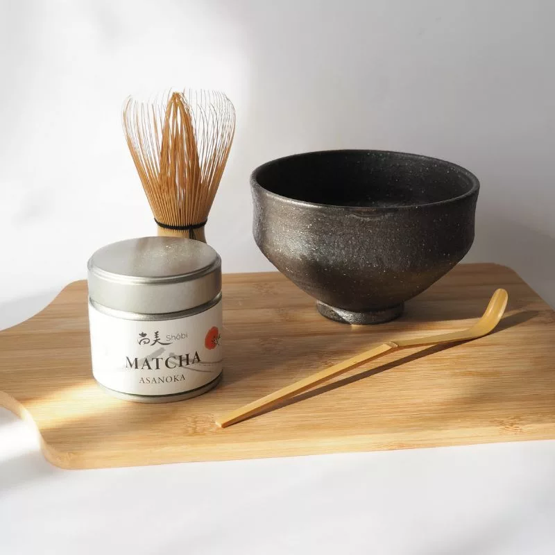 Coffret thé matcha + fouet + cuillère en bambou + tasse en fonte